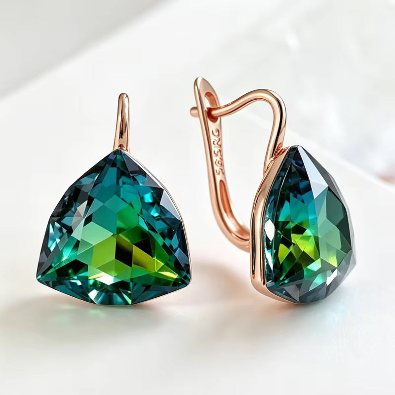 14k rose Gold-filled Trillion-Cut earrings