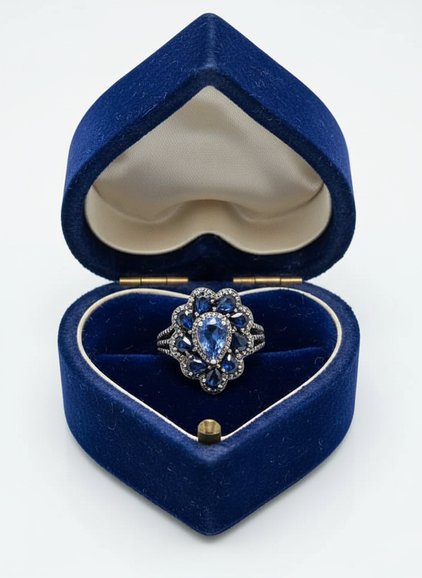 Handmade Genuine Tanzanite and Sapphires Ring (10carats)