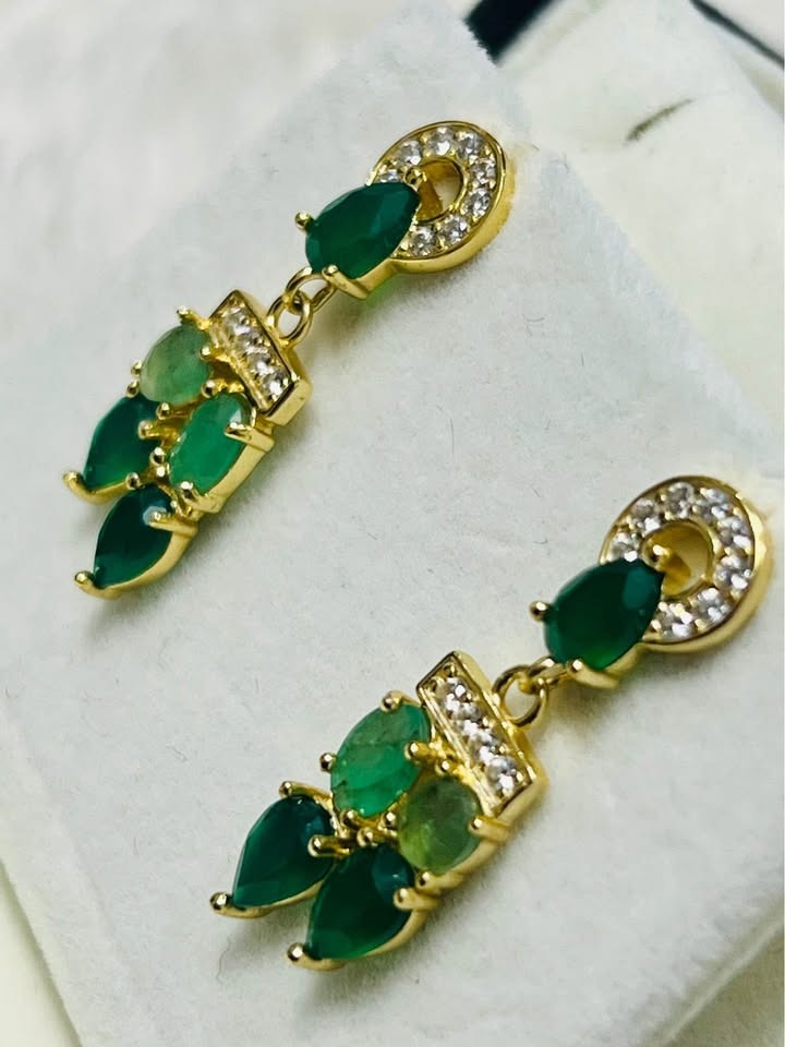 Natural Colombian emeralds earrings- Uneven Emerald Strands of Pure Elegance