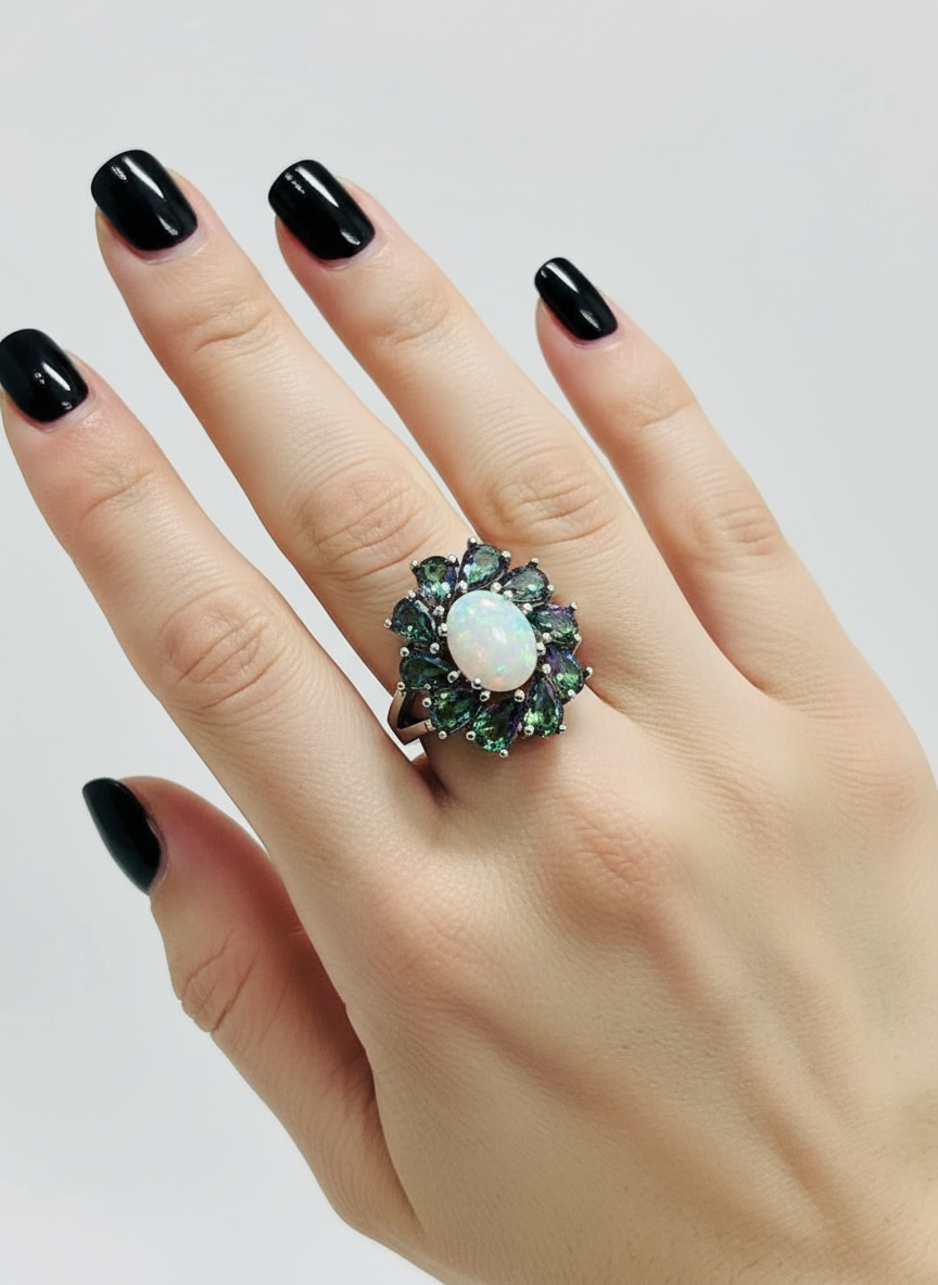 Stunning Created Opal & Mystic Topaz Ring