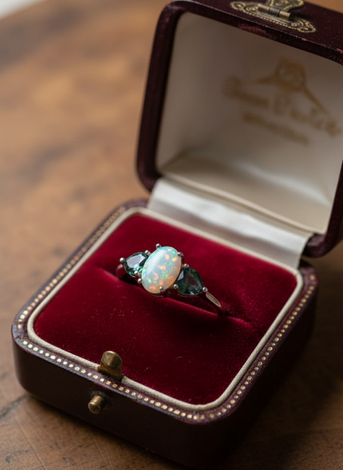 14k gold plated Stunning Fire Opal and Mystic Topaz Ring