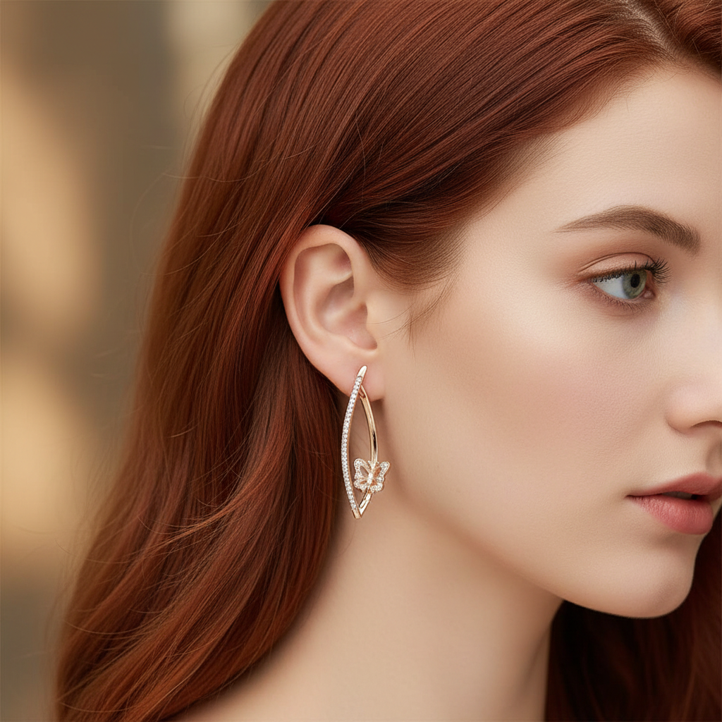 Beautiful Inside-Out Butterfly Earrings — 14k Rose Rolled Gold