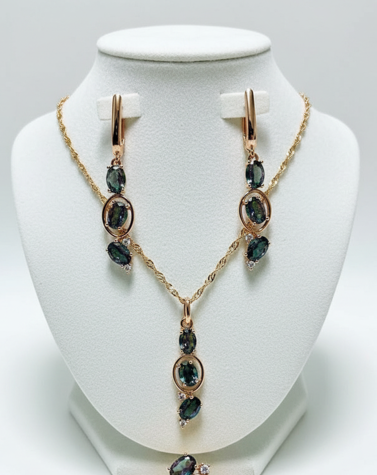 14K Rolled Gold Set with Mystic Topaz- Two piece