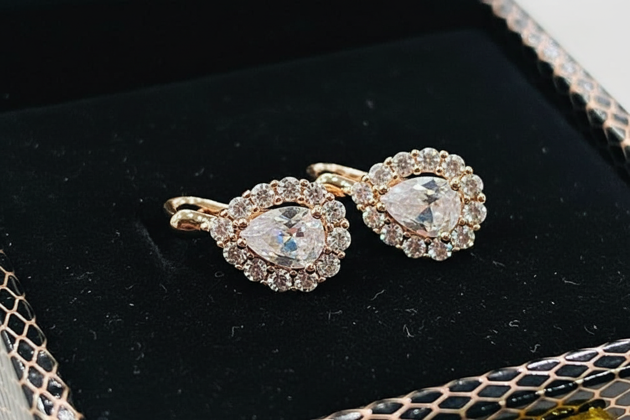 14k Rolled Gold White Drop Earrings