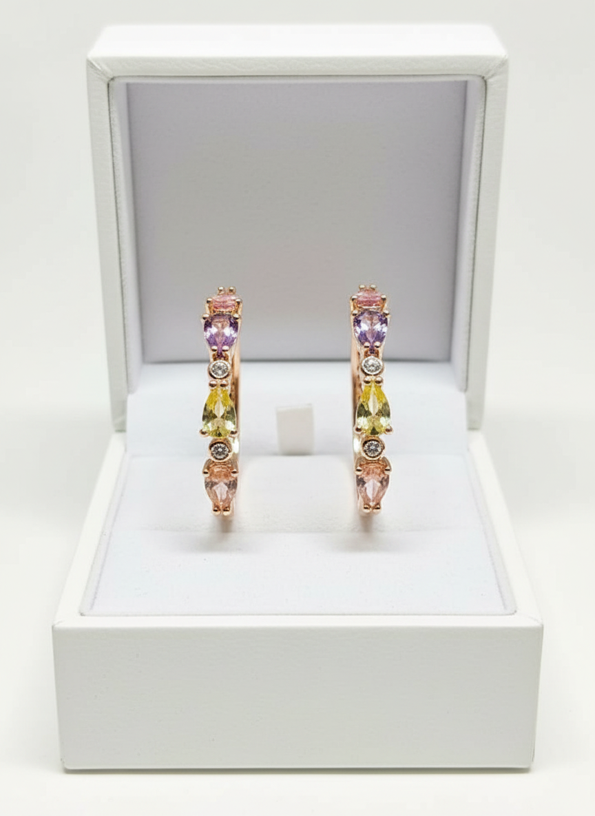 Rolled Gold Tourmaline Colourful Hoops