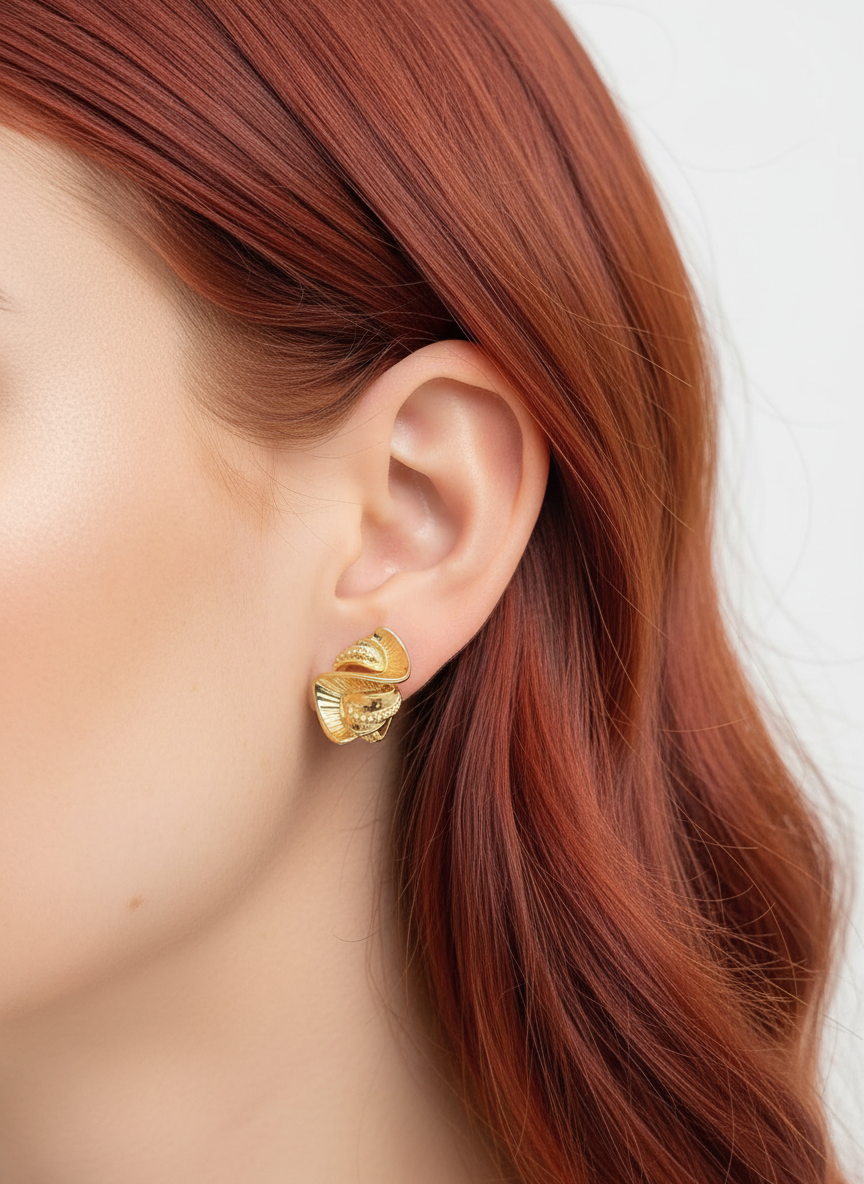 14k Rolled Gold Unique Geometric Earrings