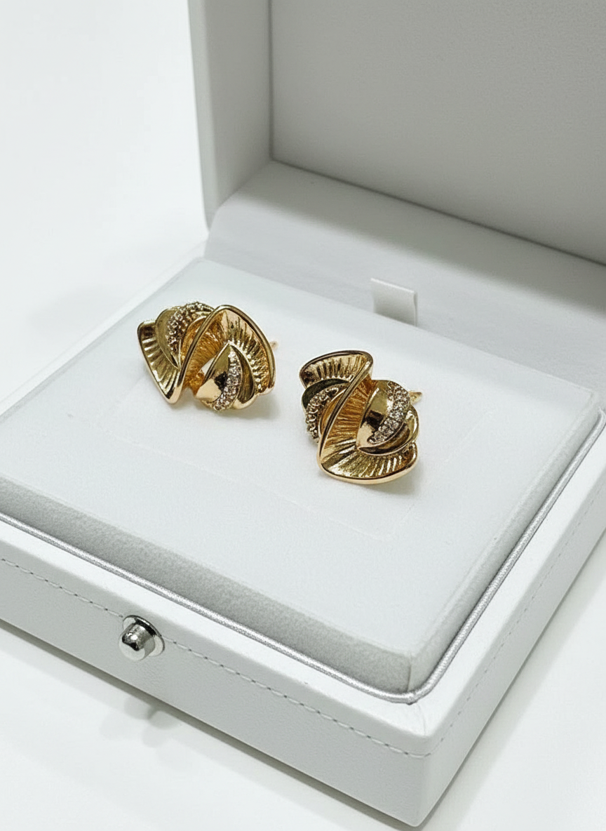 14k Rolled Gold Unique Geometric Earrings