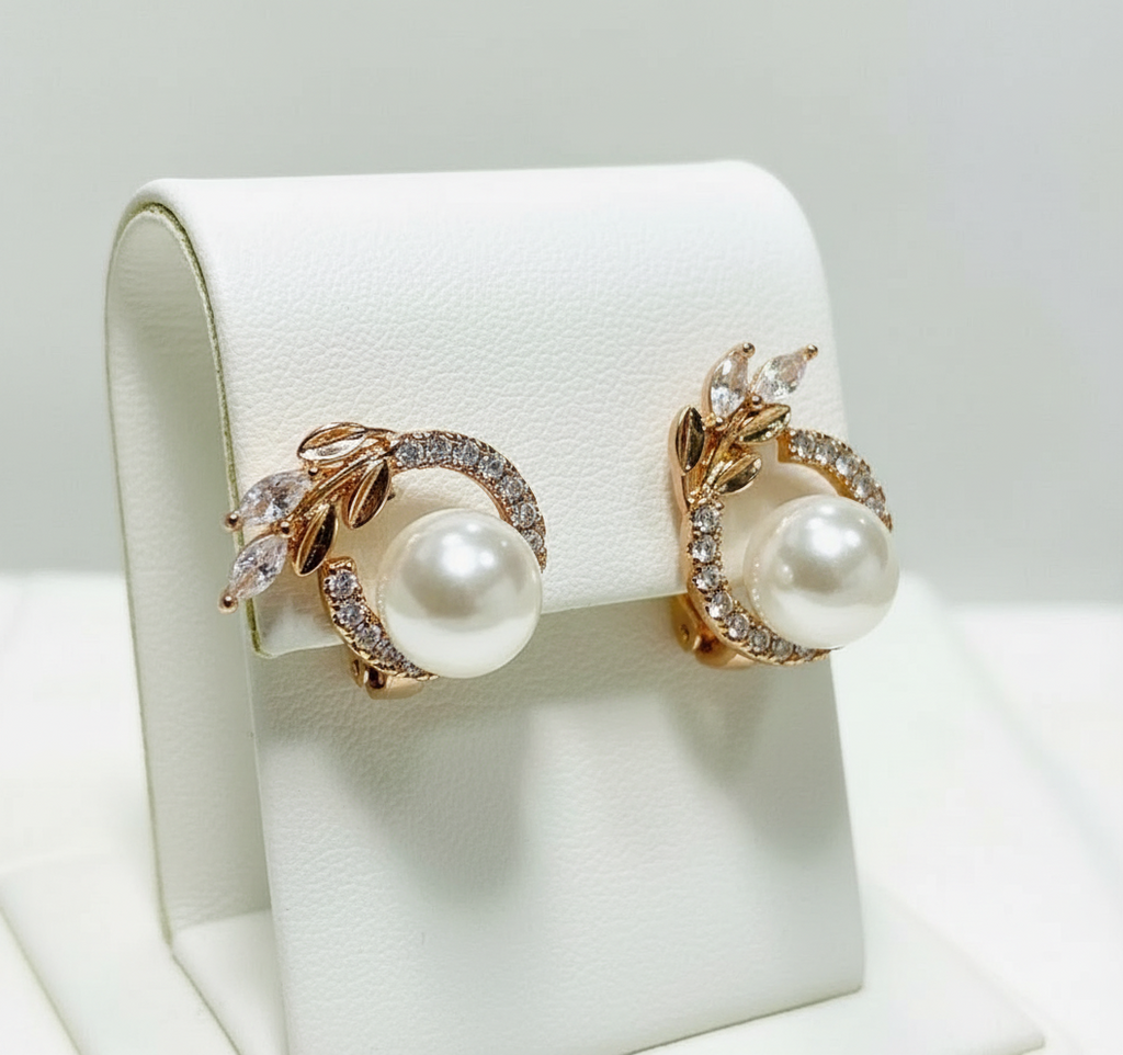 14k Rolled Gold Pearl Bridal Earrings- Bridal collection