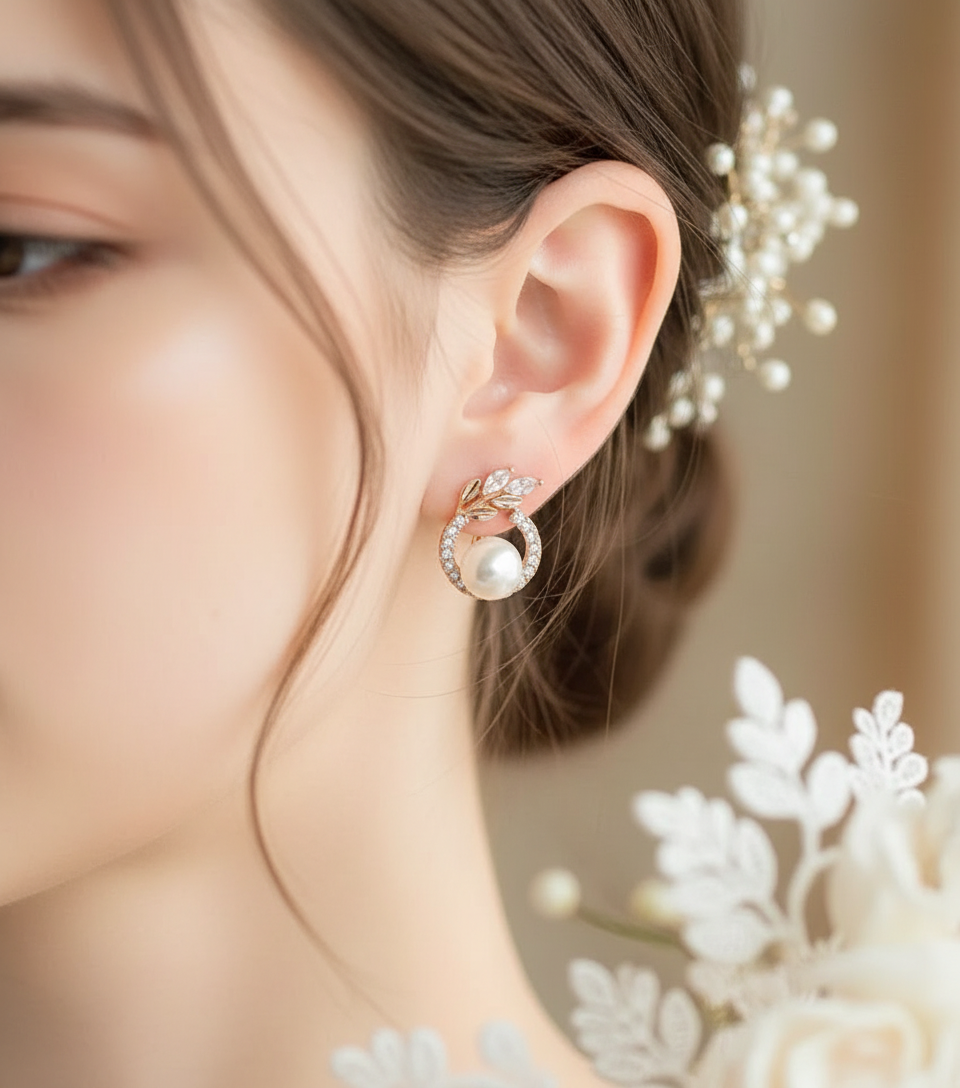 14k Rolled Gold Pearl Bridal Earrings- Bridal collection