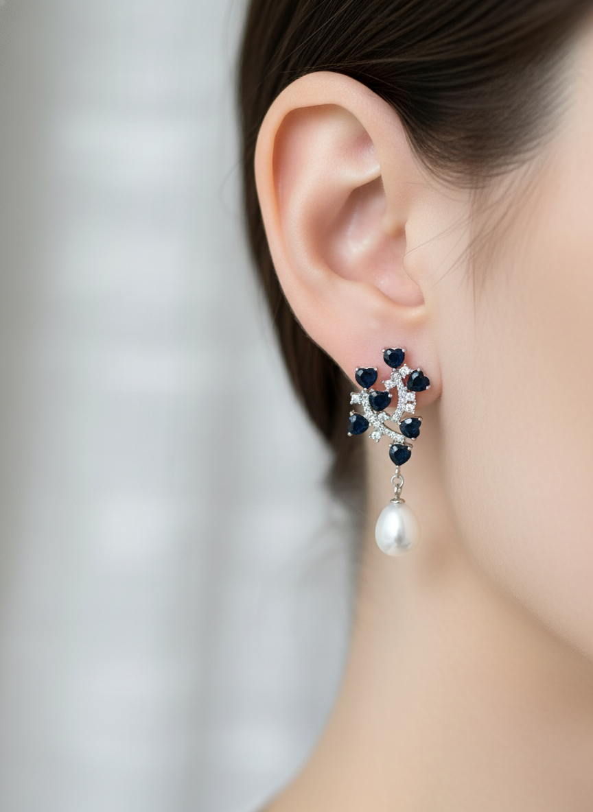 Natural Sapphire and Pearl Drop Earrings – Canadian Artisan Made