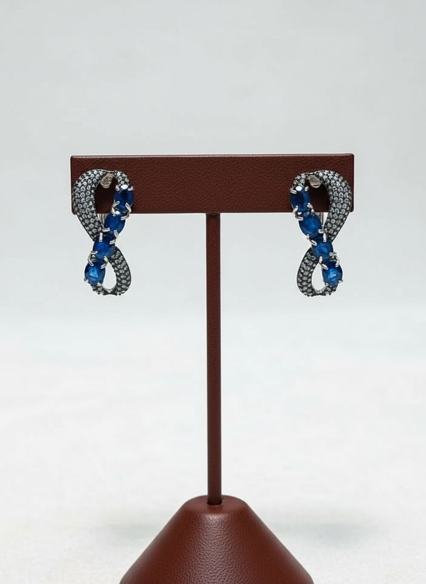 Natural Infinity Love Sapphire Earrings- Handmade