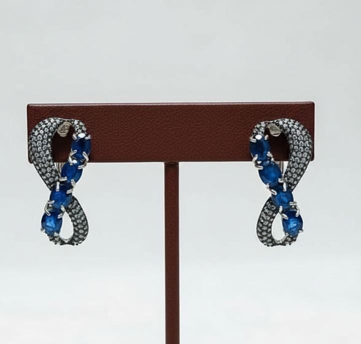 Natural Infinity Love Sapphire Earrings- Handmade