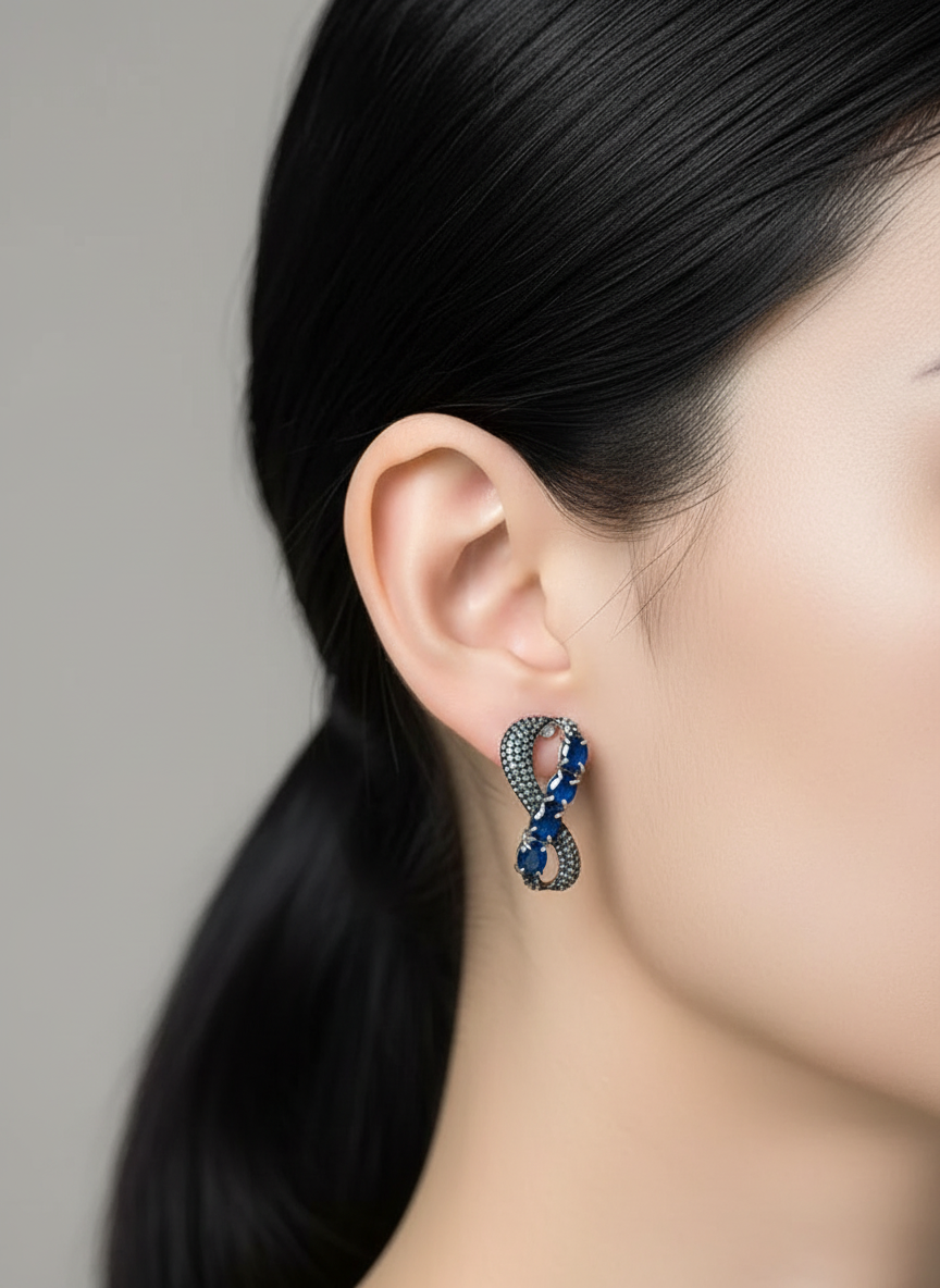 Natural Infinity Love Sapphire Earrings- Handmade