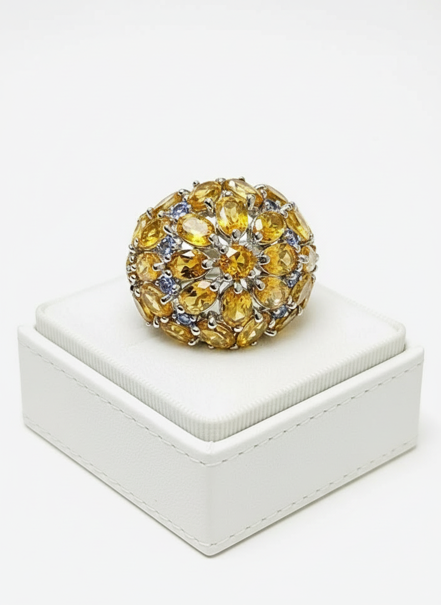 Handmade Natural Sterling Silver Citrine Statement Ring