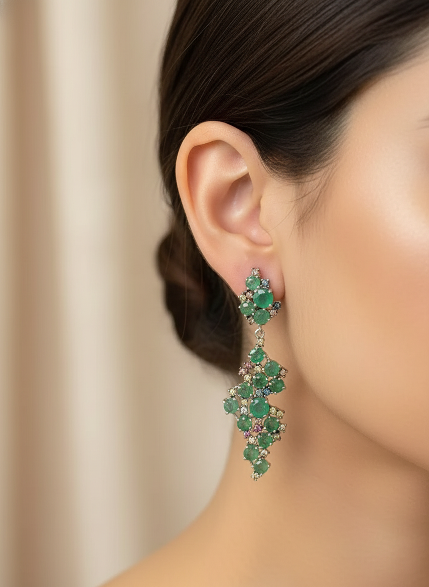 Handmade ‘The Celestial’ Natural Emerald Cascade Set