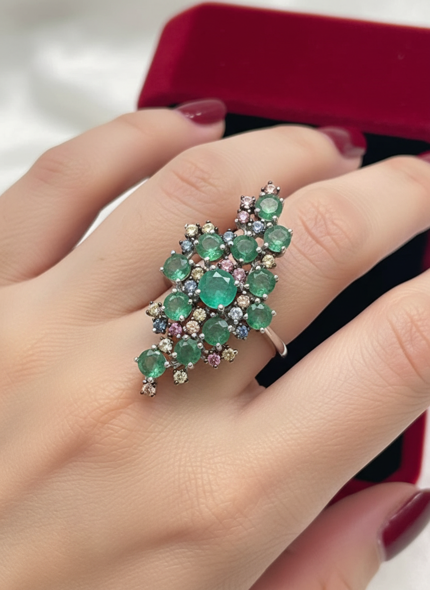 Handmade ‘The Celestial’ Natural Emerald Cascade Set