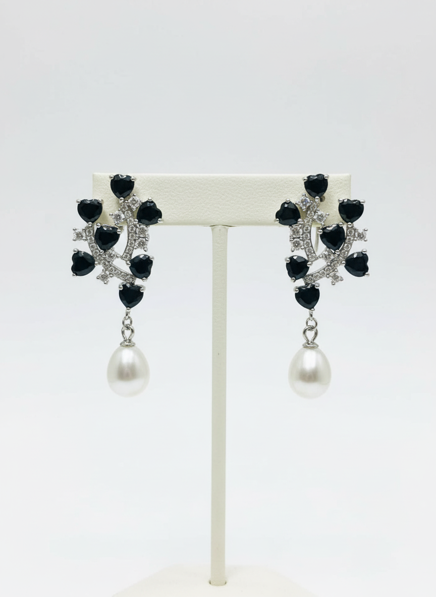 Natural Sapphire and Pearl Drop Earrings – Canadian Artisan Made