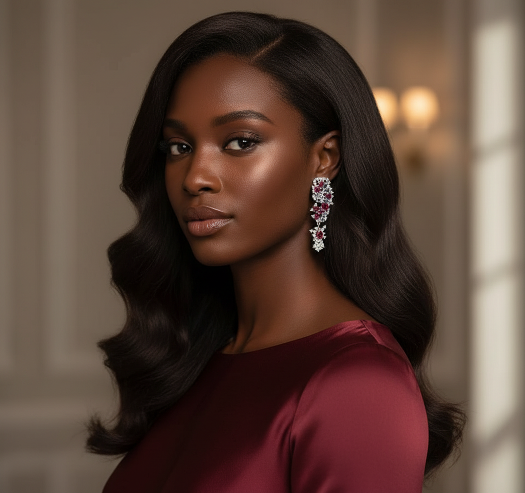 Burmese Ruby & Tanzanite Vintage  Style English Earrings