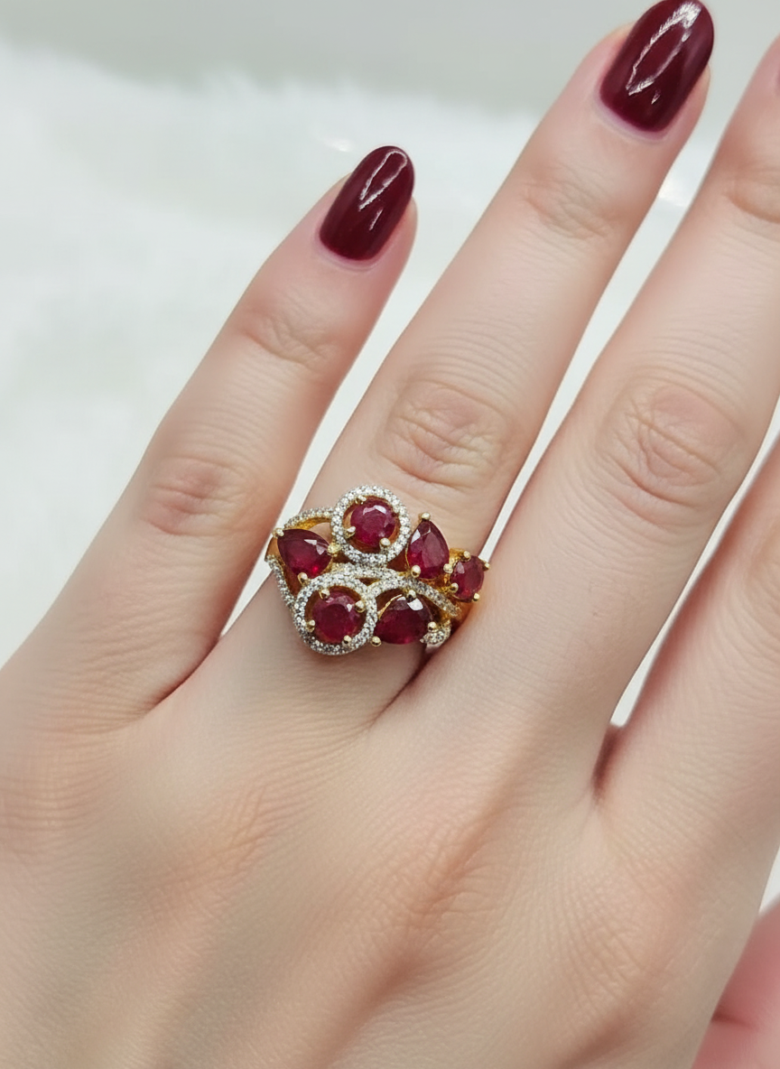 Certified Vintage-Inspired Ruby & Diamond Ring – Sterling Silver