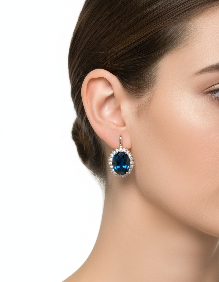 Bold Blue Sapphire Statement Earrings in 18K Gold Vermeil