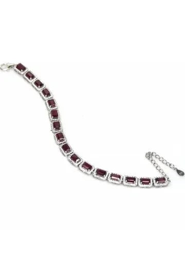 Burmese Ruby & Topaz Bracelet in Platinum on Silver, 7.5–9" - Eva & Elie