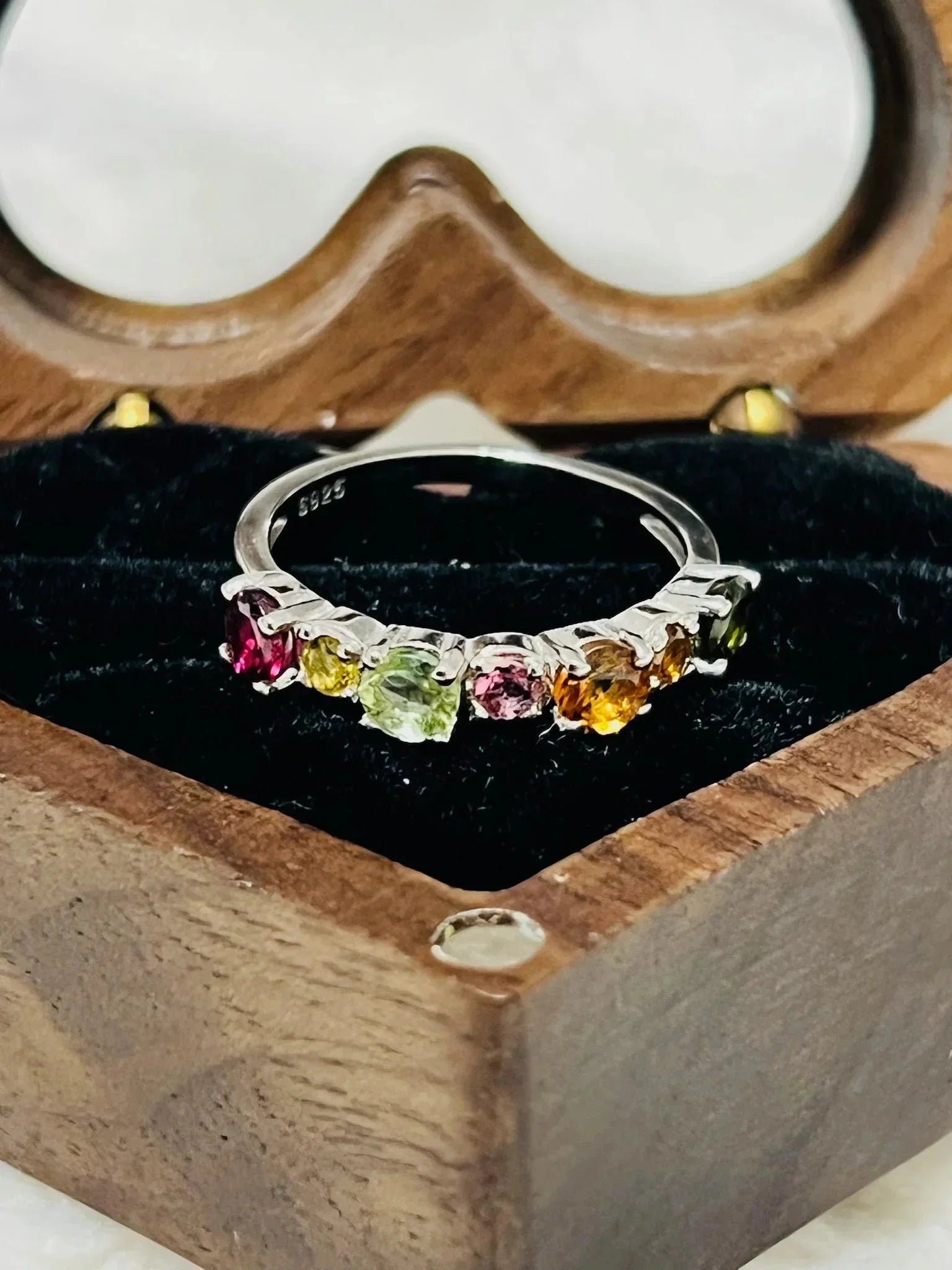 Chic Rainbow Sapphire Band – Sterling Silver with 14K Gold Plating - Eva & Elie