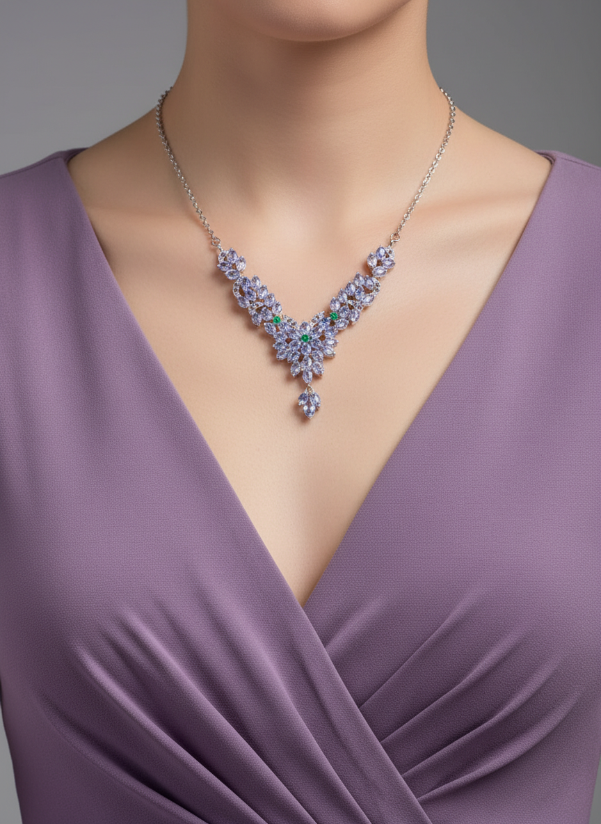 Tanzanite, Emerald & Rhodolite Garnet Necklace | Handcrafted in Canada