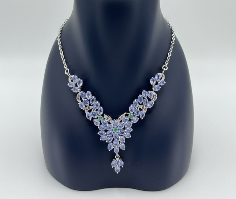 Tanzanite, Emerald & Rhodolite Garnet Necklace | Handcrafted in Canada