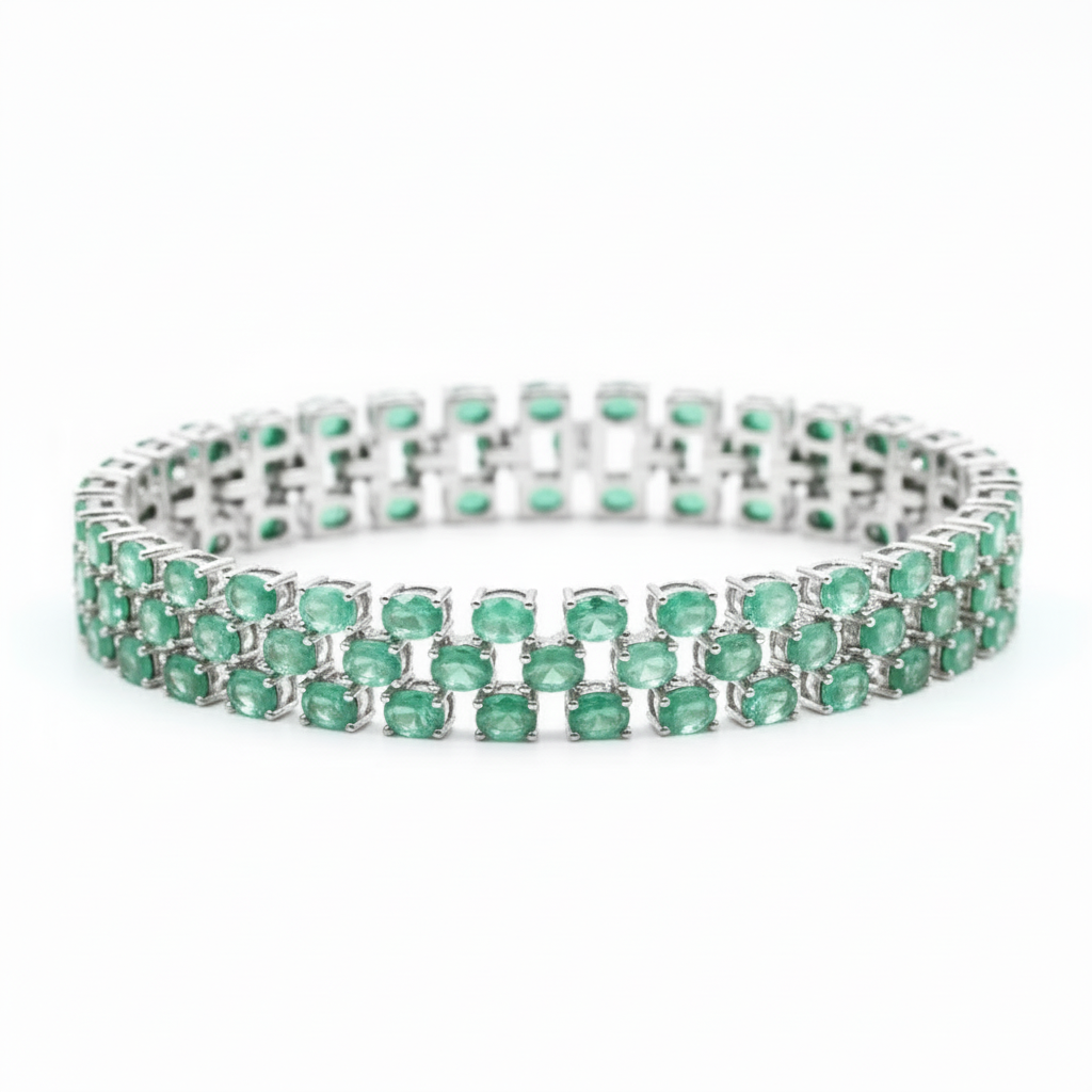 Geometric Triple-Gemstone Bracelets – Gold-Plated Sterling Silver