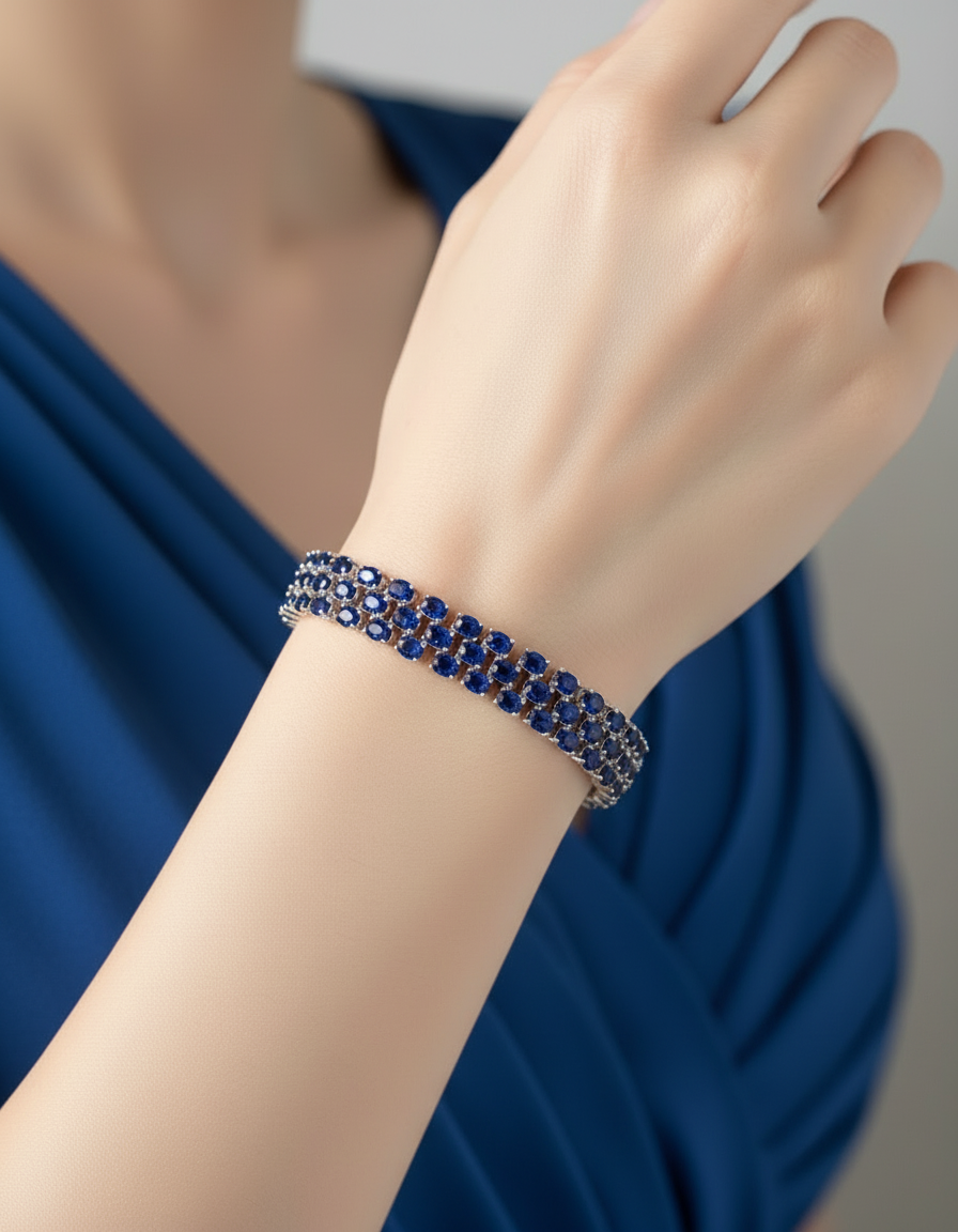 Geometric Triple-Gemstone Bracelets – Gold-Plated Sterling Silver