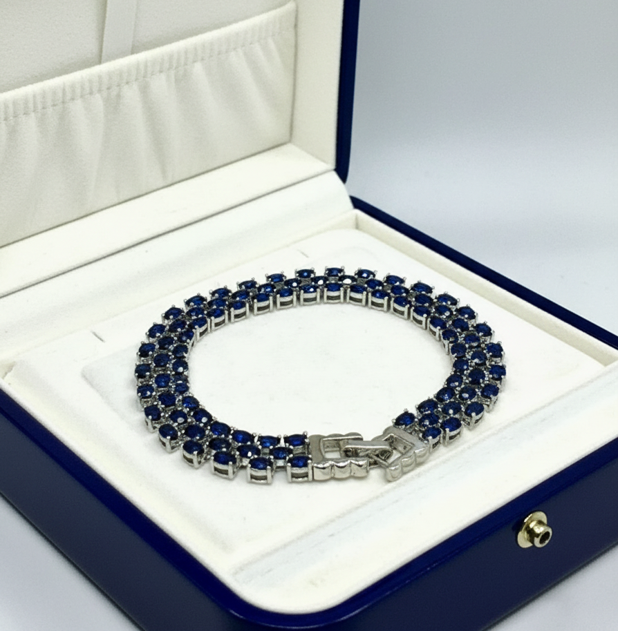 Geometric Triple-Gemstone Bracelets – Gold-Plated Sterling Silver