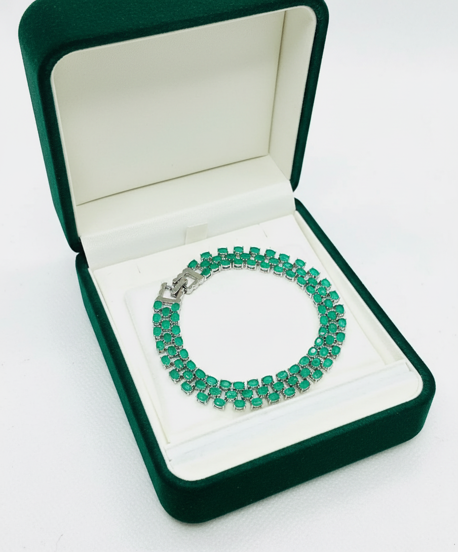 Geometric Triple-Gemstone Bracelets – Gold-Plated Sterling Silver