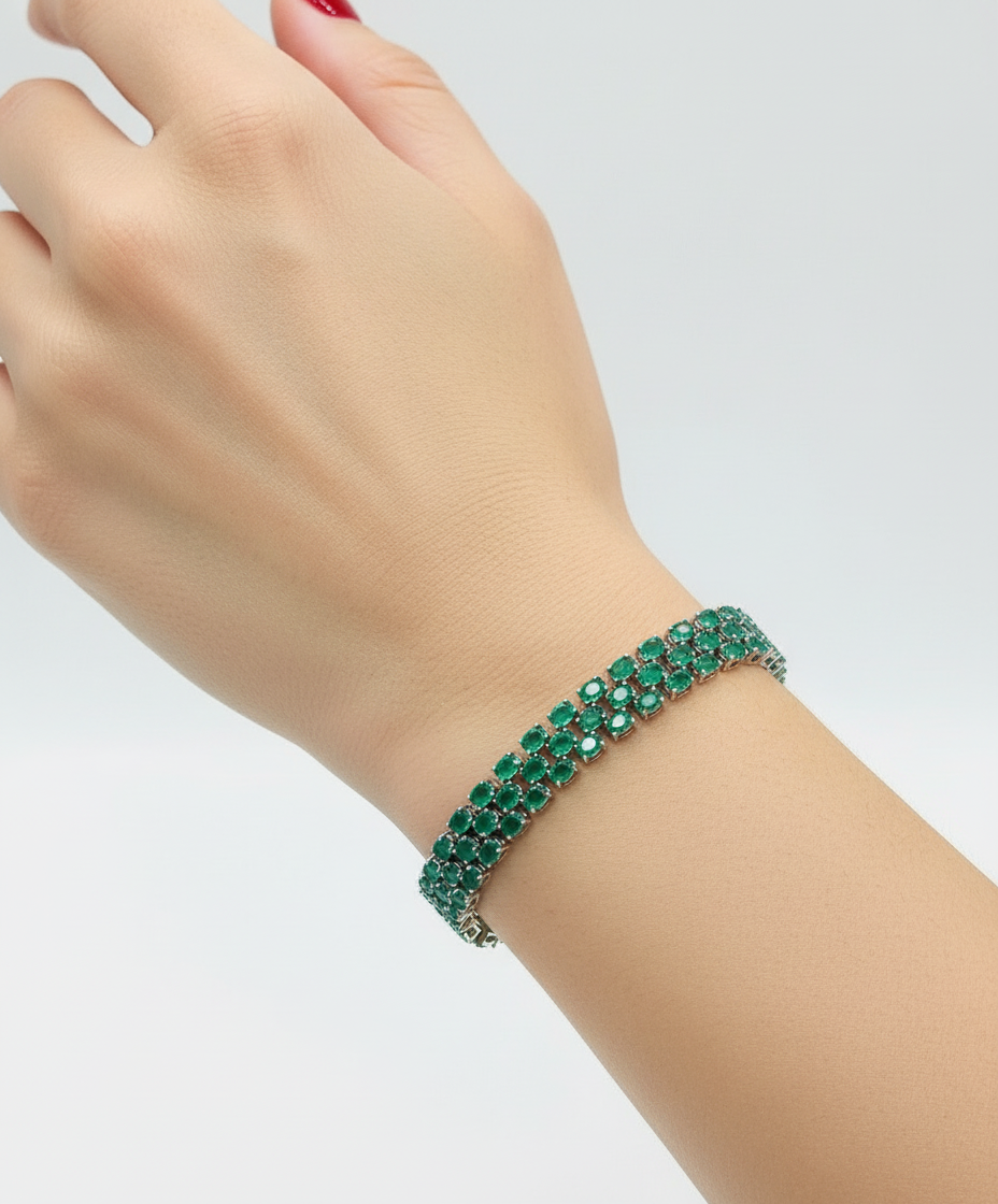 Geometric Triple-Gemstone Bracelets – Gold-Plated Sterling Silver