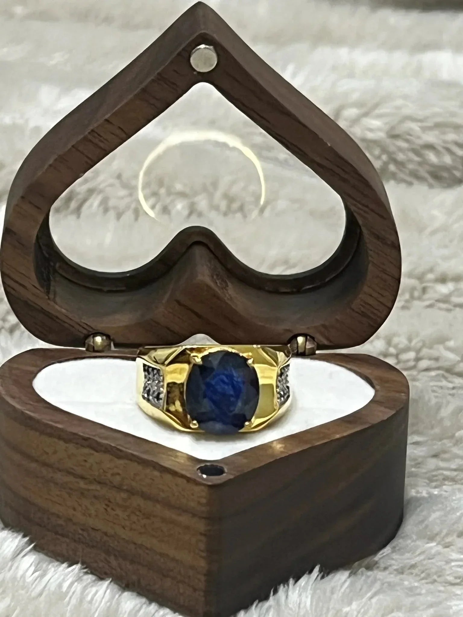 Men’s Ring with natural sapphire, natural diamonds - 5 CTW - Eva & Elie