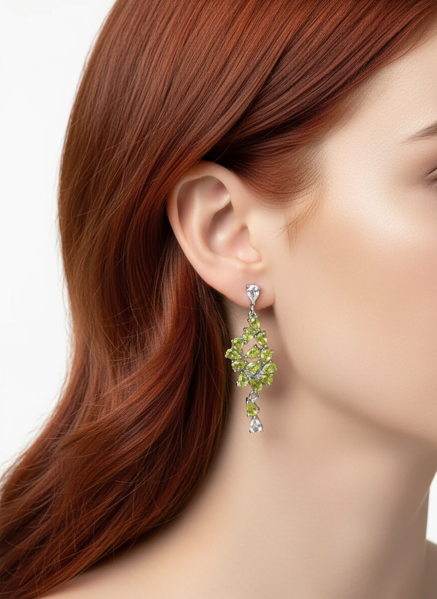 Handmade Peridot and Aquamarine Earrings