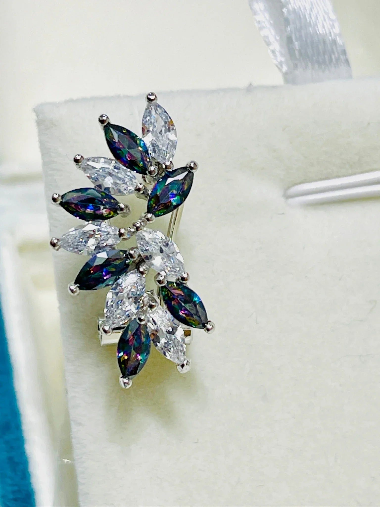 Mystic Topaz & Zirconia Crescent Earrings | Gold-Plated – Eva & Elie.