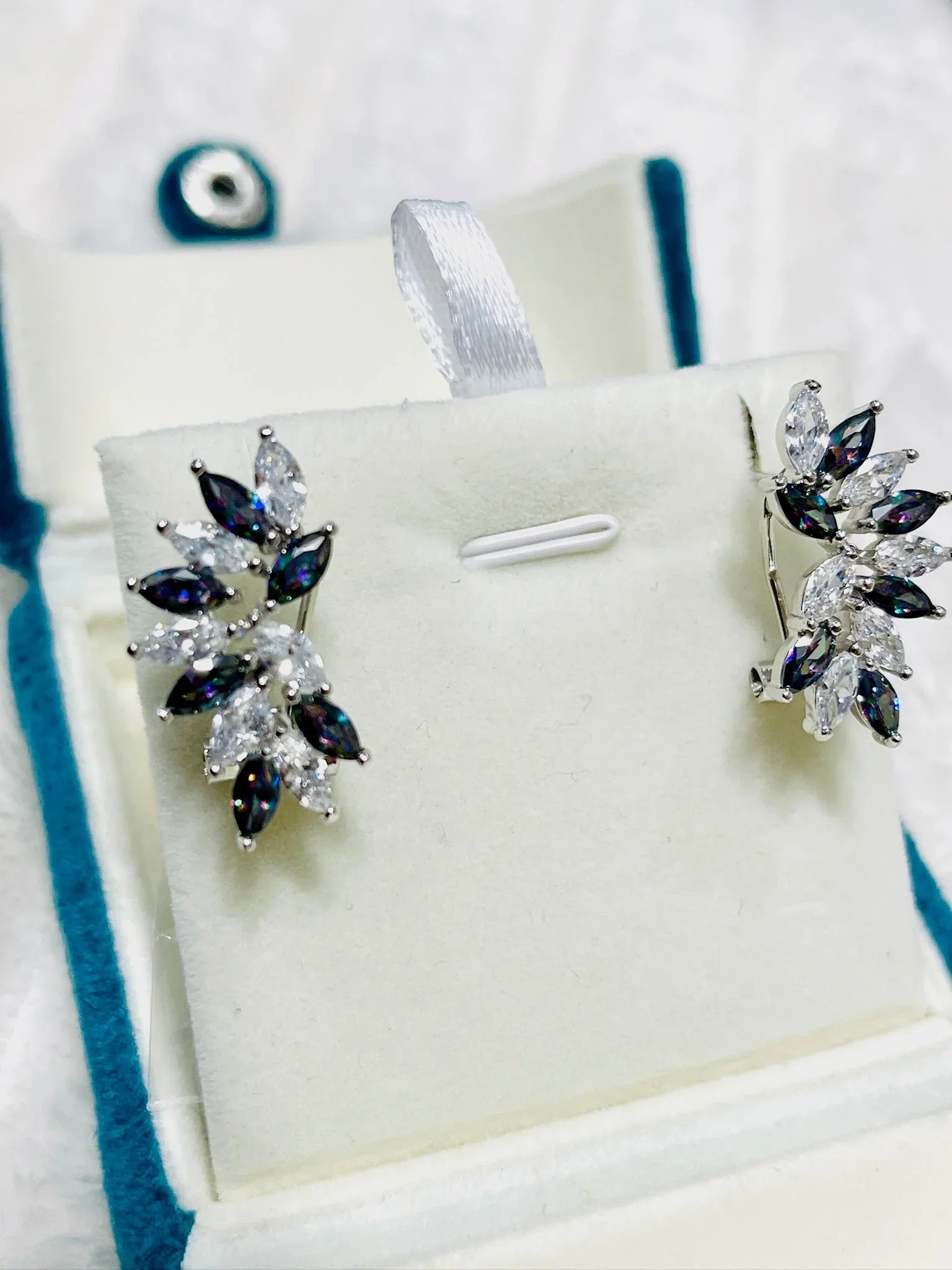 Mystic Topaz & Zirconia Crescent Earrings | Gold-Plated – Eva & Elie.