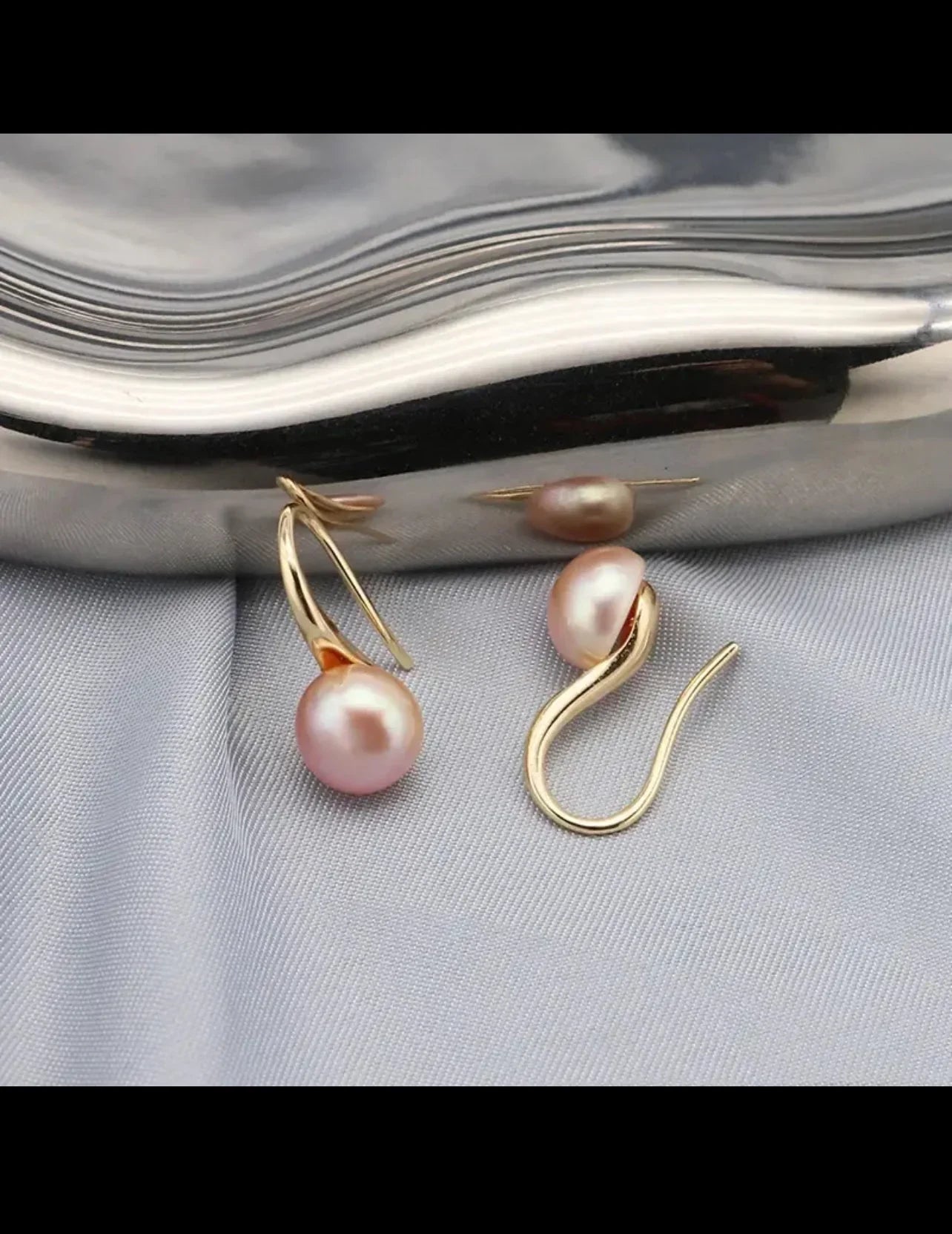 Natural Akoya Pearl 22k Gold Plated Earrings.