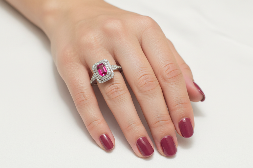 Natural Pink Pavé Ruby Ring