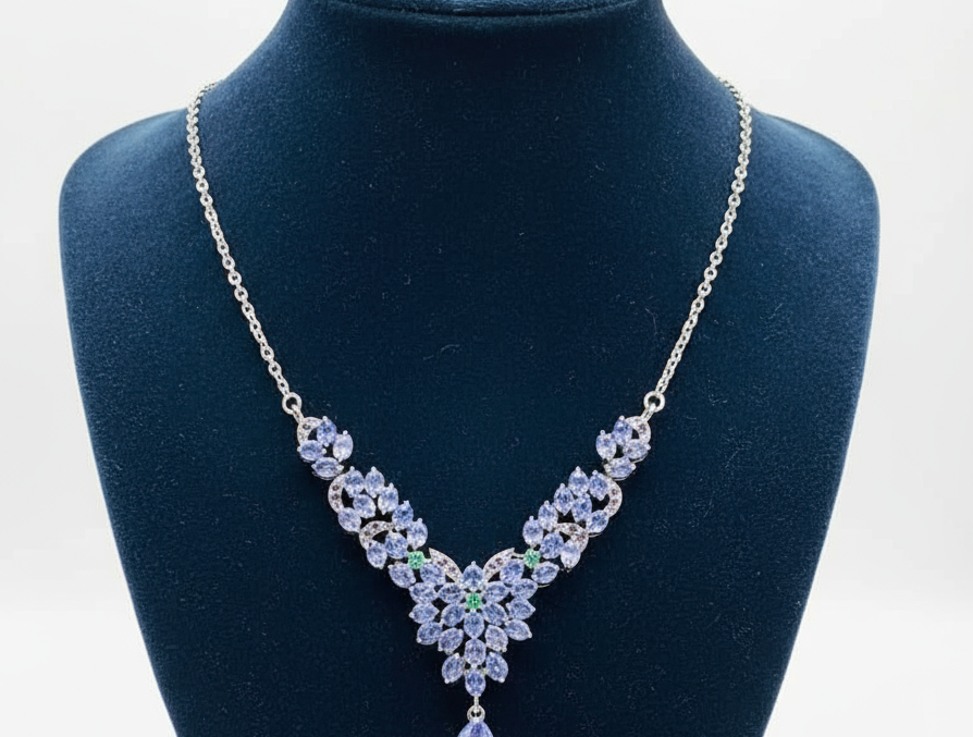 Tanzanite, Emerald & Rhodolite Garnet Necklace | Handcrafted in Canada