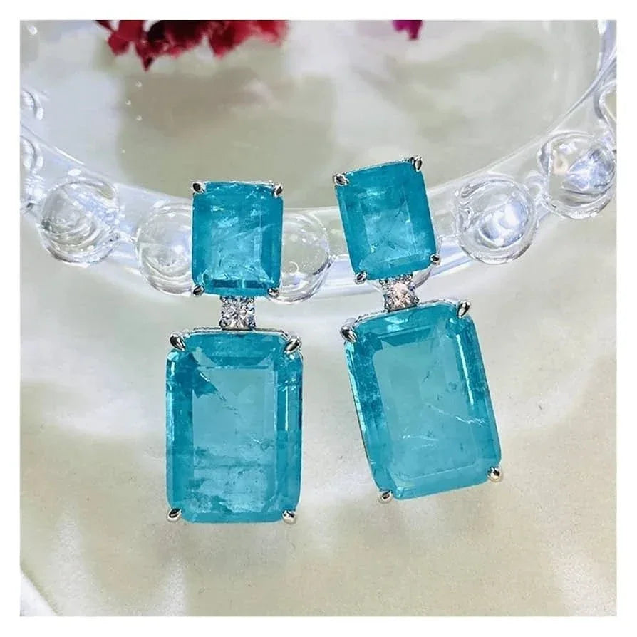 Paraiba Tourmaline Drop Earrings in Sterling Silver - Eva & Elie