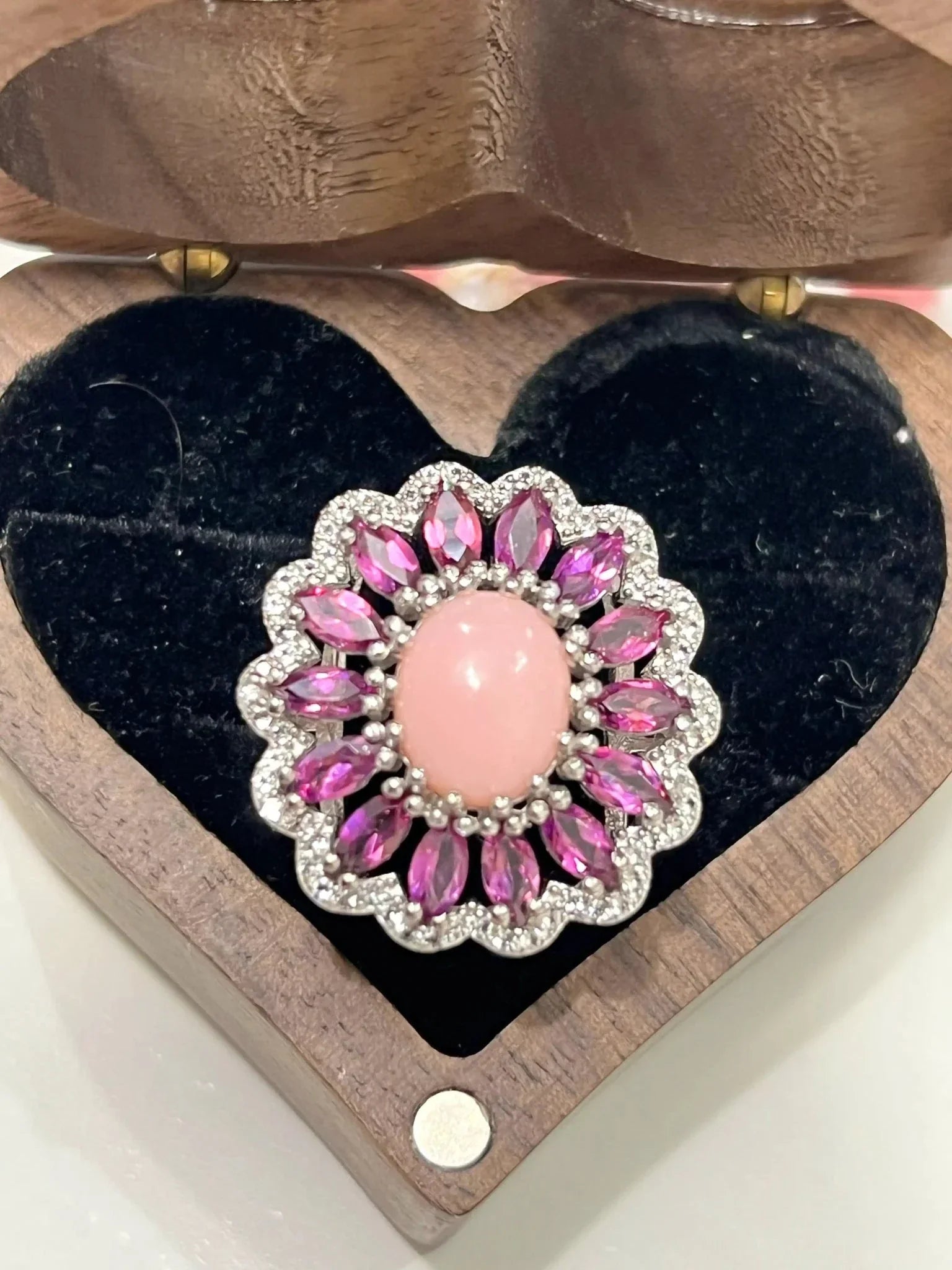 Pink Opal & Rhodolite Garnet Statement Ring in Silver - Eva & Elie