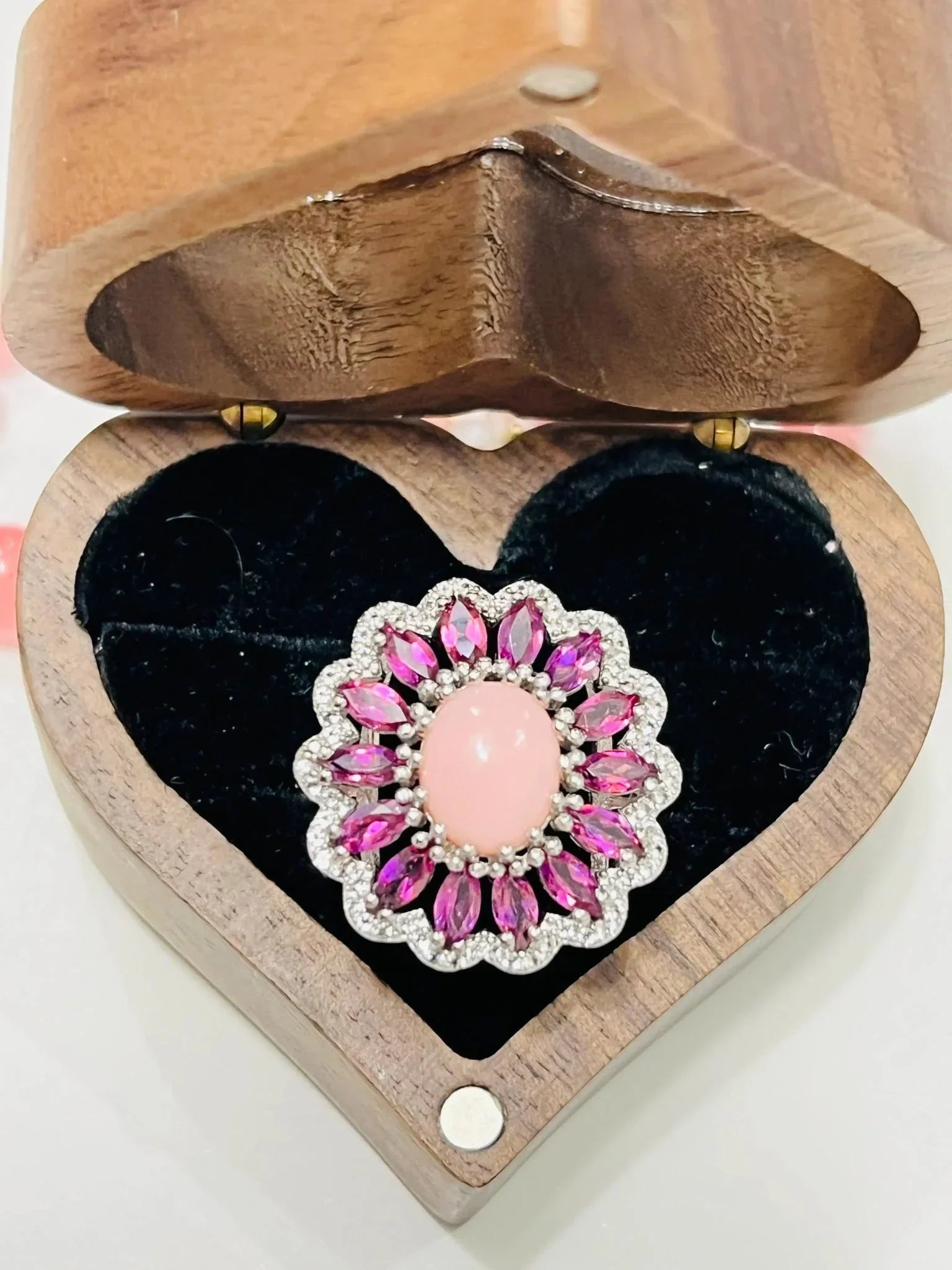 Pink Opal & Rhodolite Garnet Statement Ring in Silver - Eva & Elie