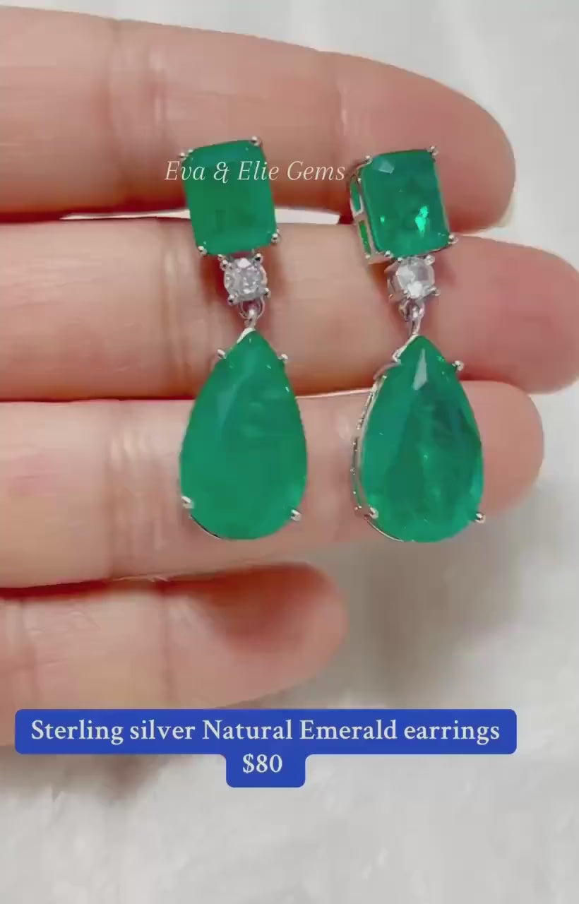 Beautiful green emerald doublet drop earrings, perfect for adding a touch of vibrant color and sophistication.