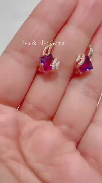Stunning two-toned tourmaline earrings in a beautiful 14k gold-filled setting stamped with "585RG".