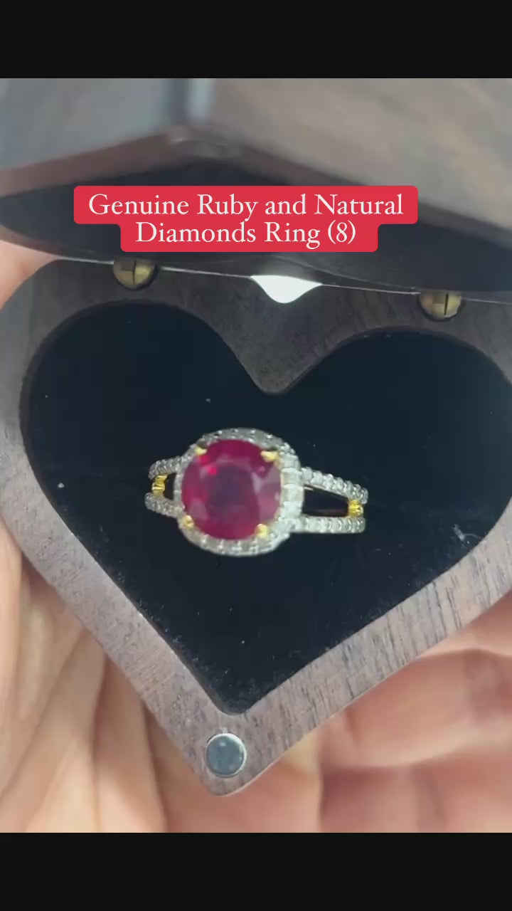 Genuine Burmese Ruby and natural diamonds ring