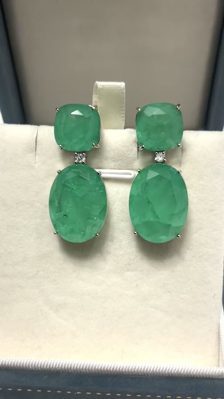 Lab Created Emerald Chunky Earrings