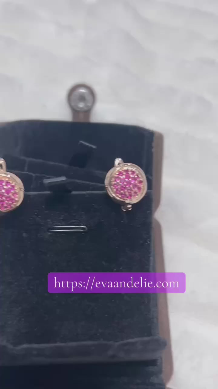 14k Rolled Gold Dainty Pink circular earrings