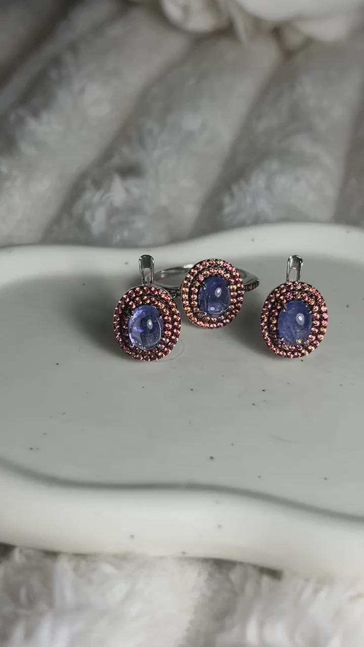 Handmade Natural Tanzanite and Sapphire set