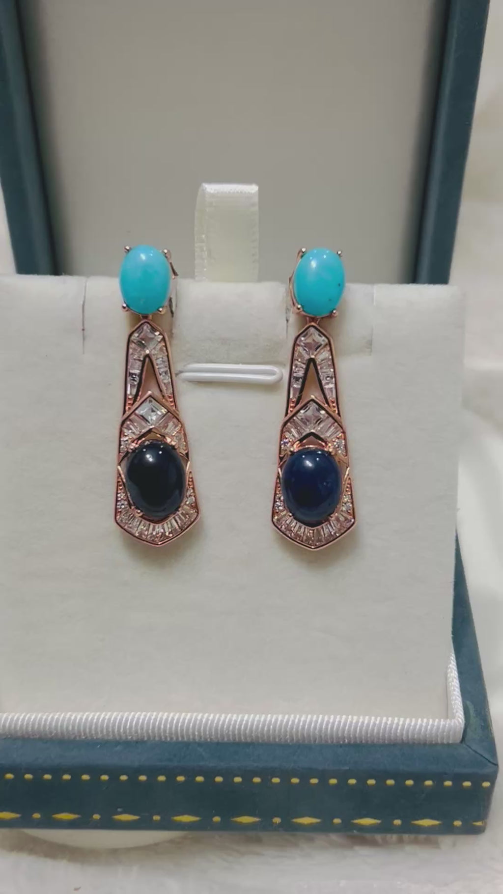 Handmade Natural Blue Sapphire and Turquoise Earrings